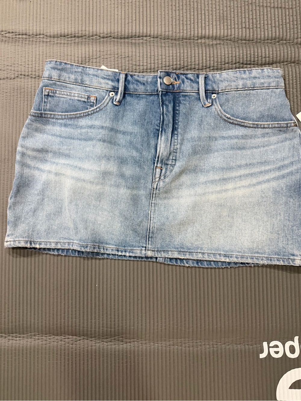 Good American Light Blue Denim Mini Skirt